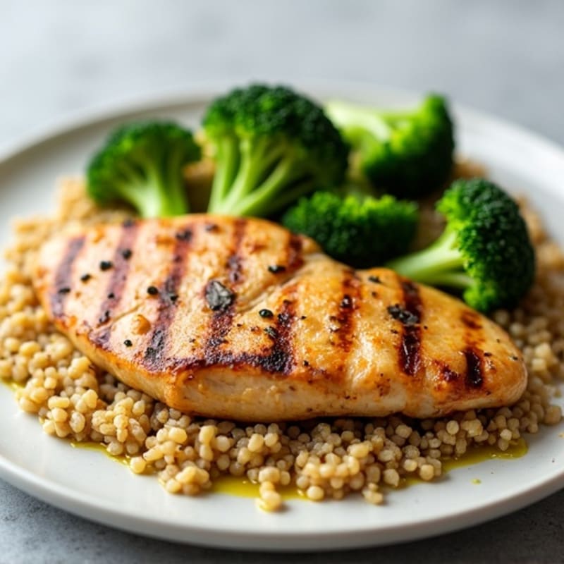 Grilled Chicken Breast with Quinoa and Steamed Broccoli