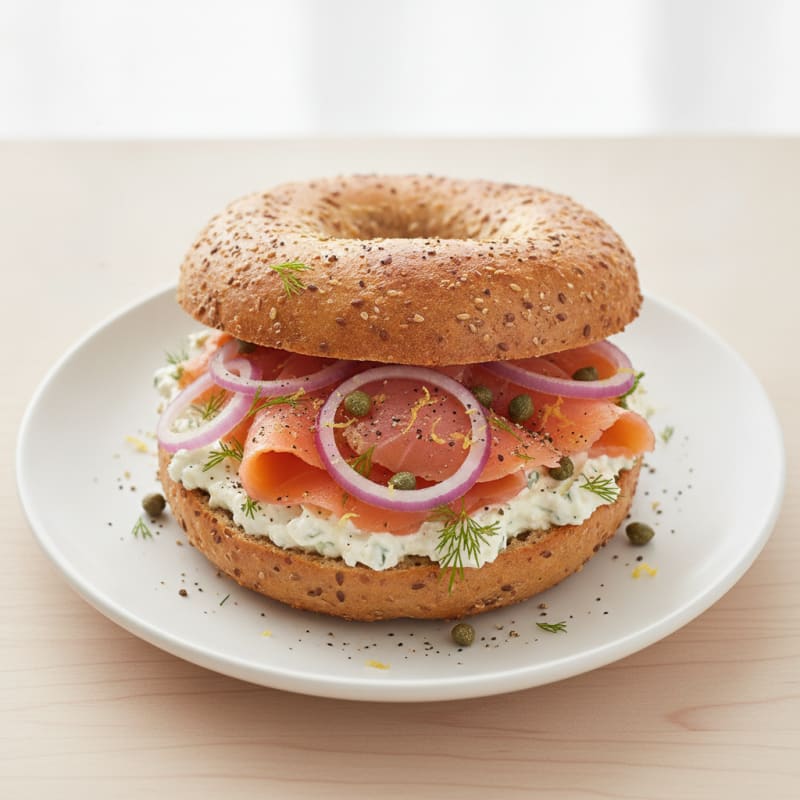 Smoked Salmon Bagel with Cream Cheese