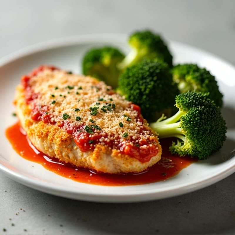 Crispy Baked Chicken Parmesan with Roasted Broccoli