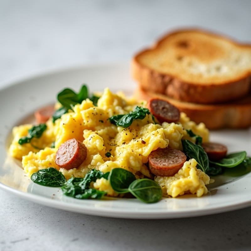 Egg White Scramble with Spinach and Turkey Sausage