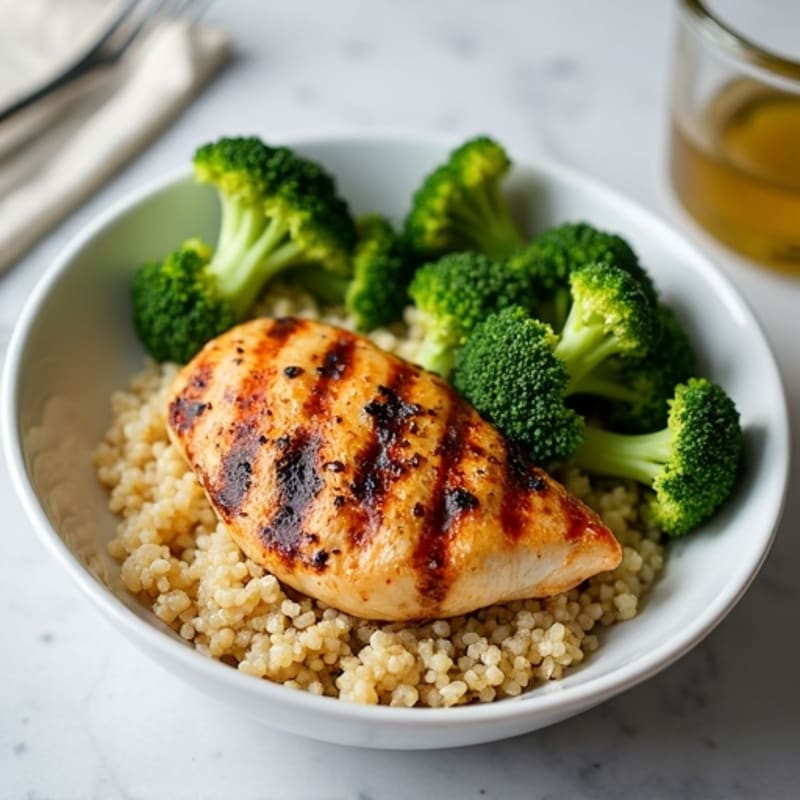 Grilled Chicken Breast with Roasted Broccoli and Quinoa