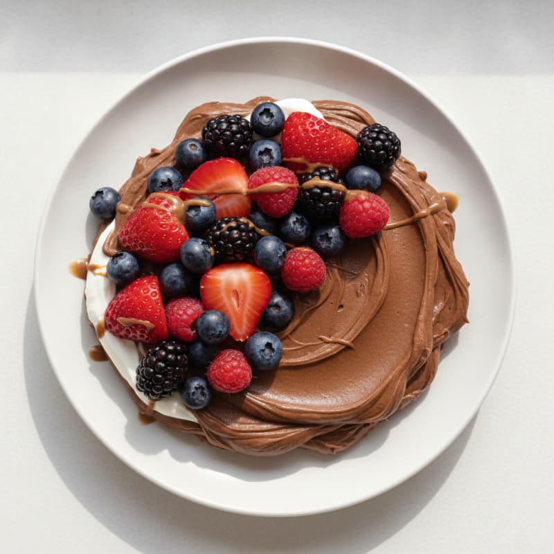 Silky Chocolate Protein Pudding with Mixed Berries