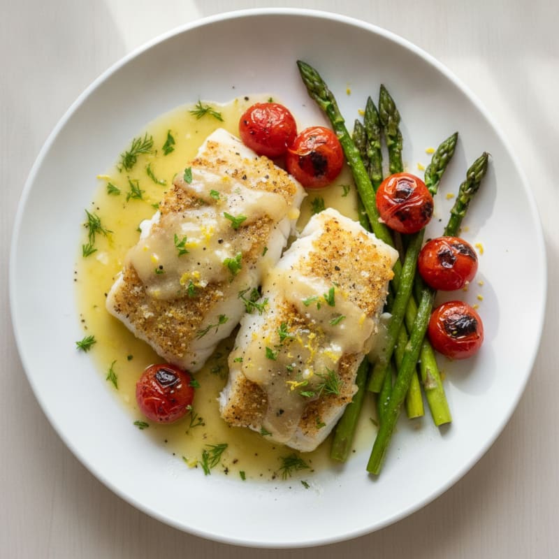 Baked White Fish with Lemon-Herb Sauce