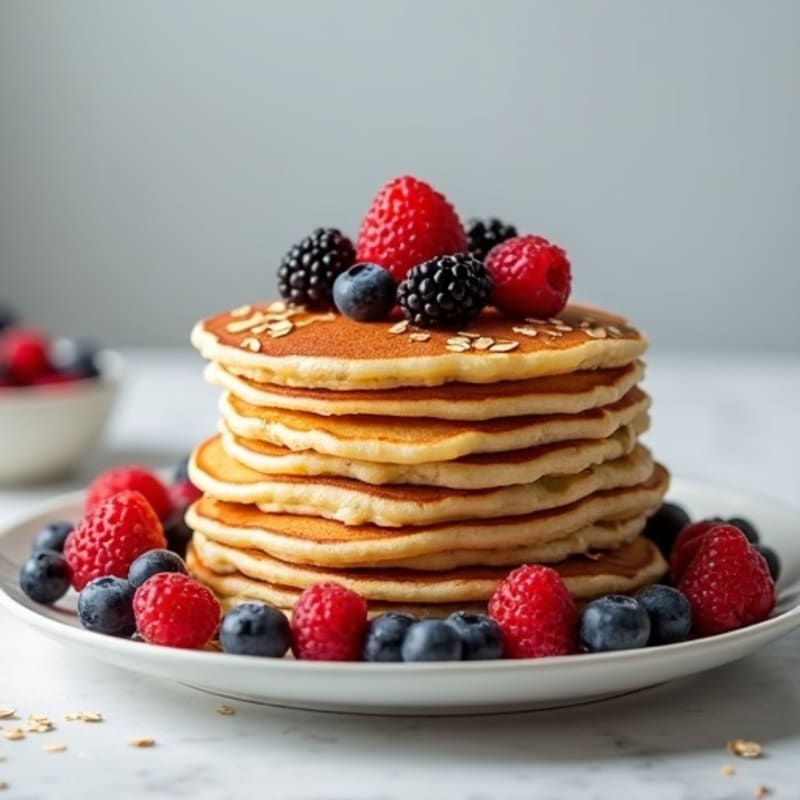 Fluffy Protein Pancakes with Fresh Berries