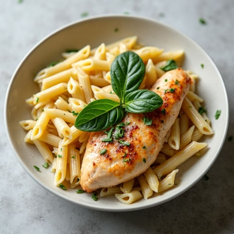 Healthy Creamy Garlic Chicken Pasta