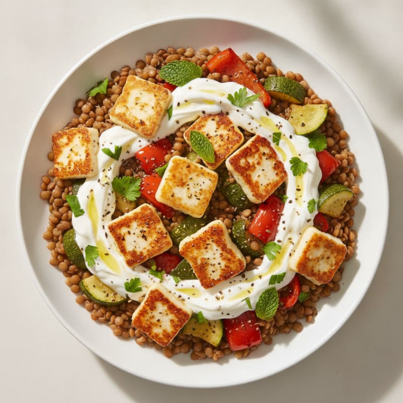Roasted Vegetable and Halloumi Bowl