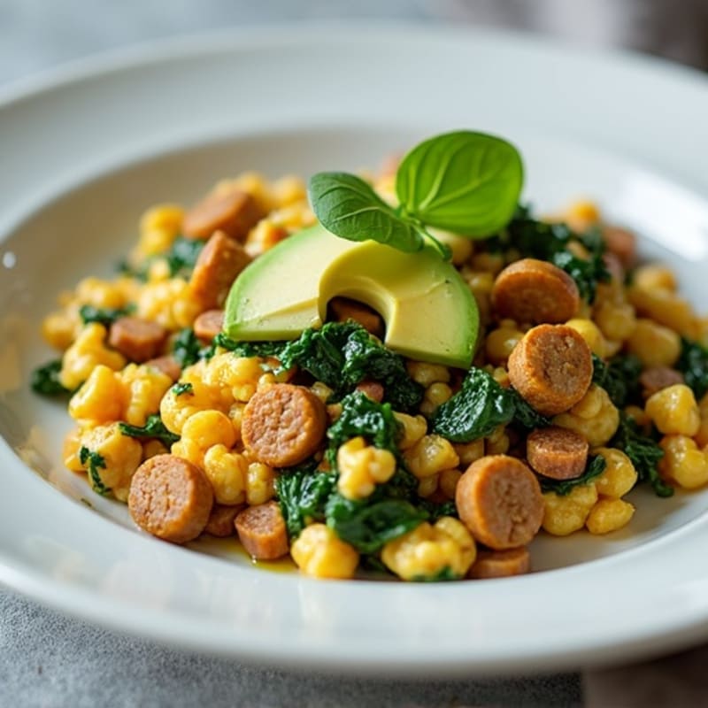 Egg White and Turkey Sausage Scramble with Spinach