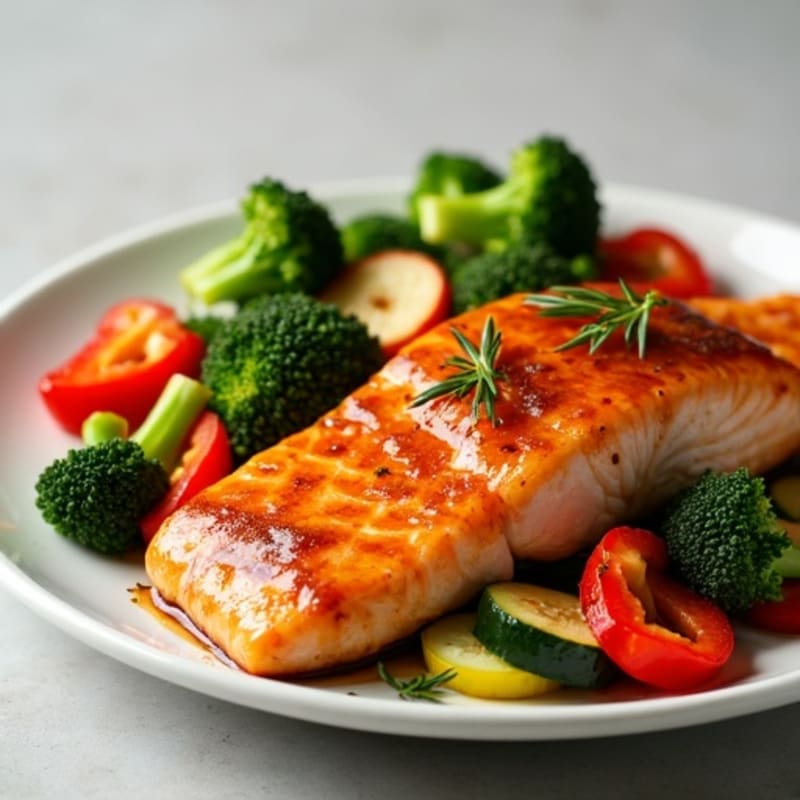 Teriyaki Glazed Salmon with Roasted Vegetables