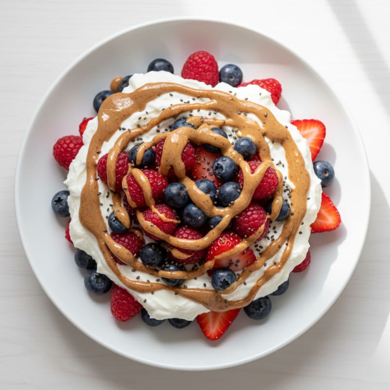 Greek Yogurt Protein Parfait with Mixed Berries and Almond Butter
