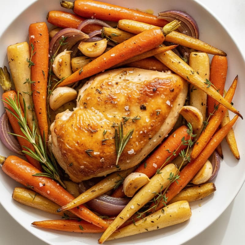 Garlic Herb Roasted Chicken with Root Vegetables