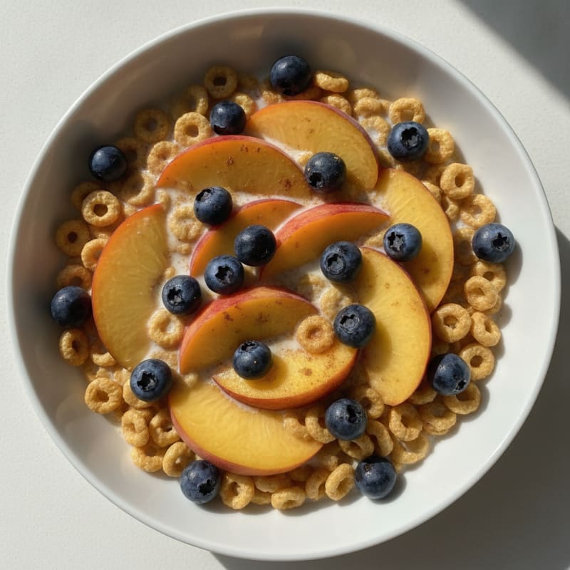 Blueberry Peach Cheerios Milk Bowl