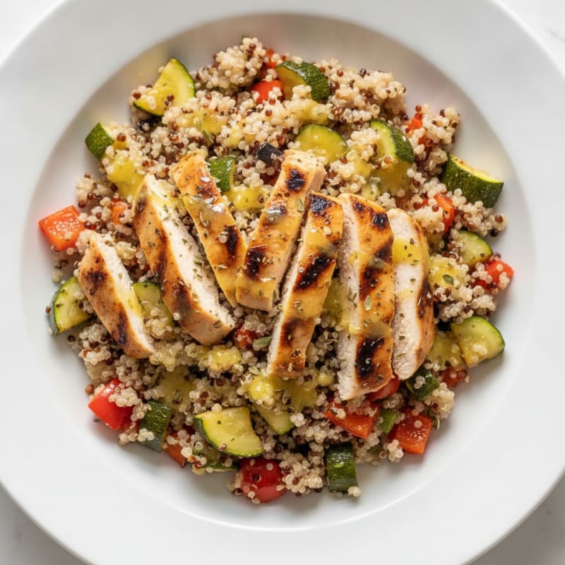 Grilled Chicken and Quinoa Salad with Roasted Vegetables