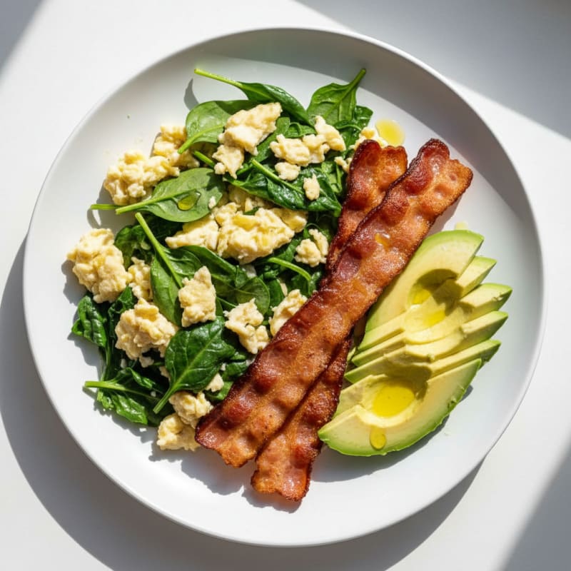Egg White Scramble with Spinach and Turkey Bacon