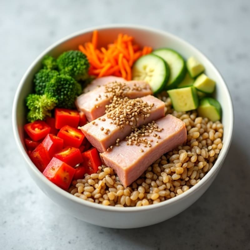 Fresh Tuna Brown Rice Bowl with Crunchy Vegetables