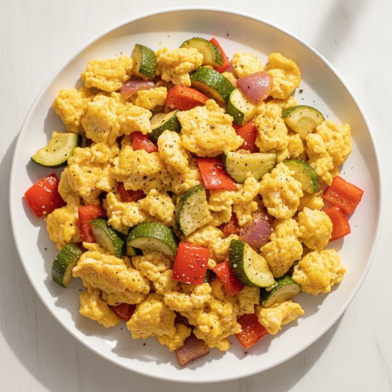 Hearty Scrambled Eggs with Roasted Vegetables