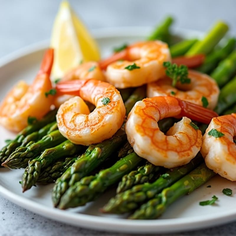 Pan-Seared Garlic Herb Shrimp with Crispy Asparagus