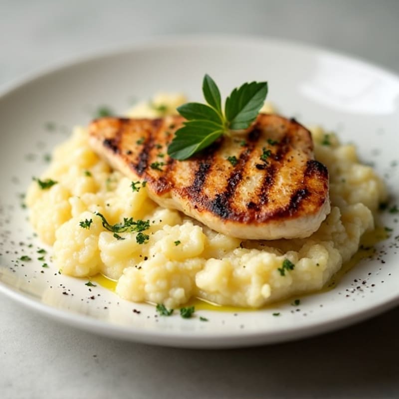 Creamy Cauliflower-Potato Mash with Roasted Garlic