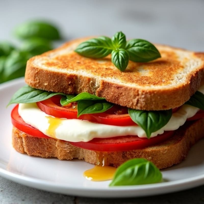 Grilled Fresh Mozzarella, Tomato, and Basil Sandwich