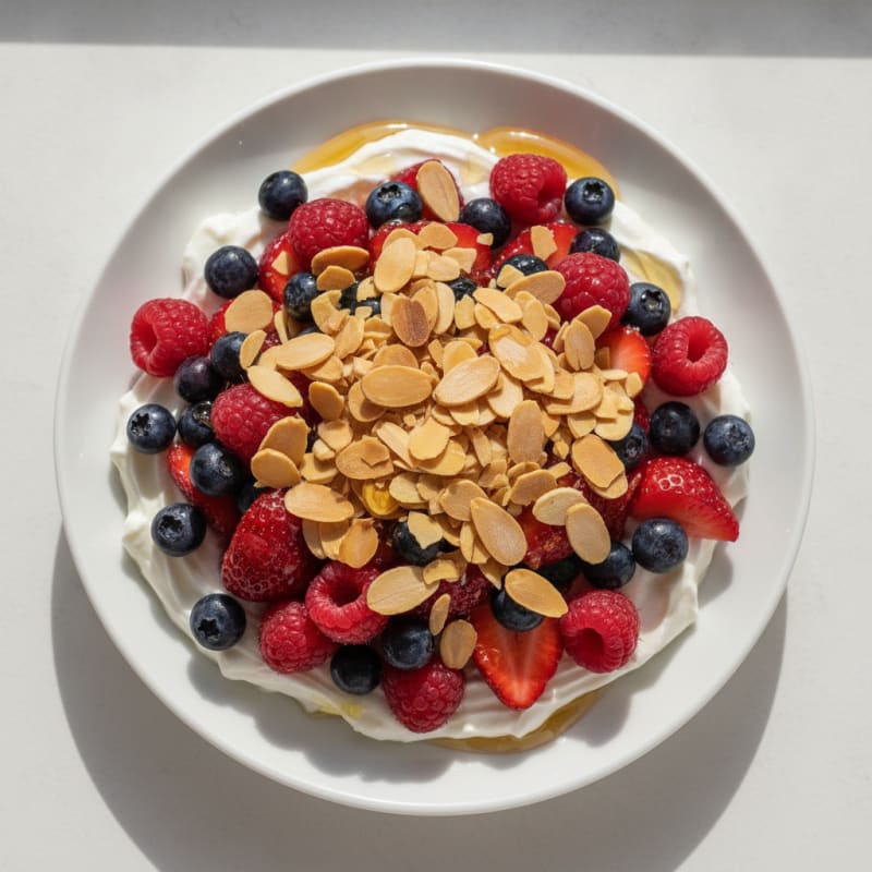 Greek Yogurt Parfait with Fresh Berries and Almonds