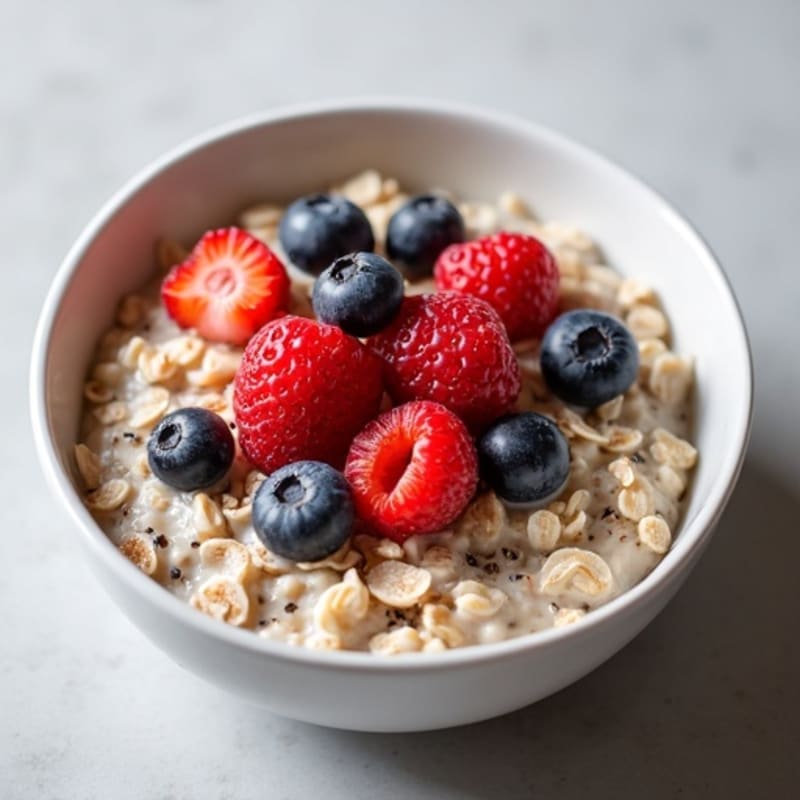 Creamy Protein Oatmeal with Berries and Chia Seeds