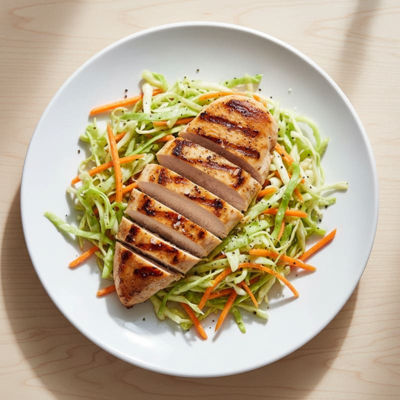 Grilled Chicken Breast with Crunchy Cabbage Slaw