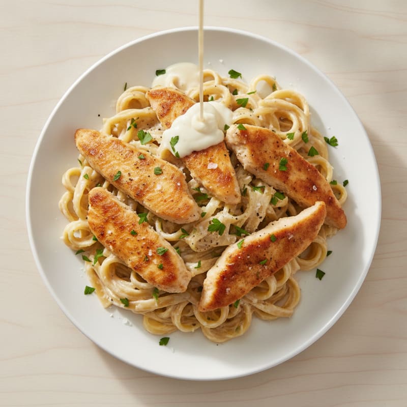 Garlic Parmesan Chicken Alfredo with Fettuccine