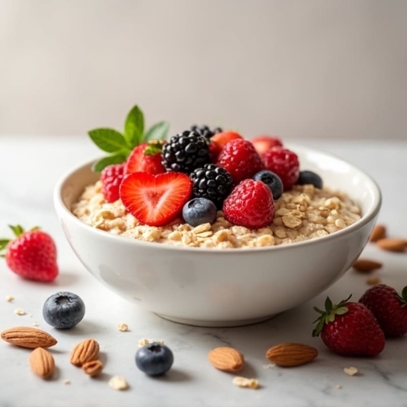 Creamy Protein Oatmeal with Berries and Nuts