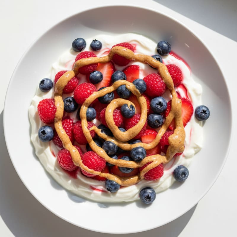Silky Greek Yogurt Protein Bowl with Mixed Berries and Almond Butter