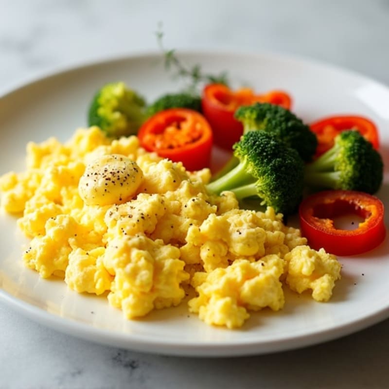 Creamy Scrambled Eggs with Roasted Vegetables