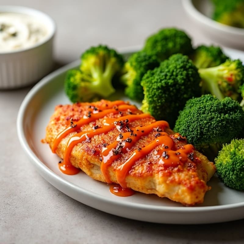 Crispy Baked Sweet Chili Chicken with Roasted Broccoli
