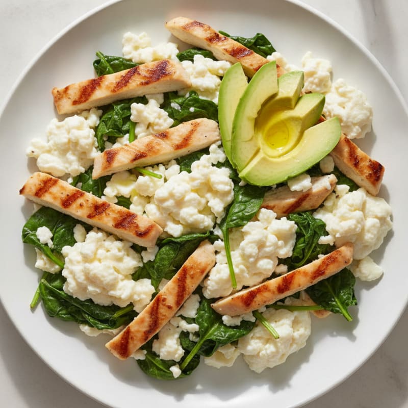 Scrambled Egg Whites with Grilled Chicken and Spinach