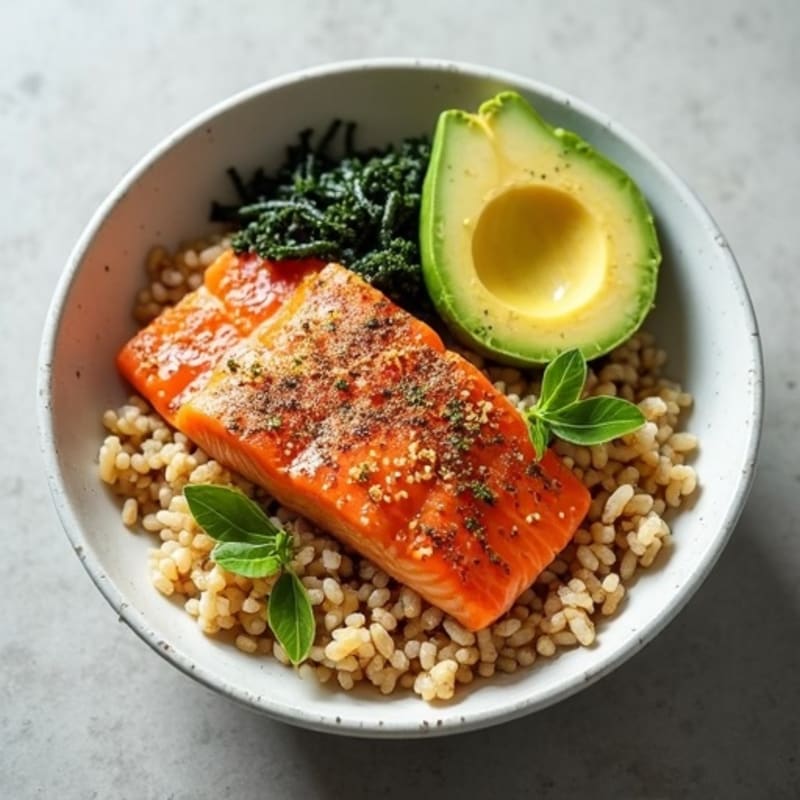 Fresh Salmon and Avocado Rice Bowl with Crispy Seaweed