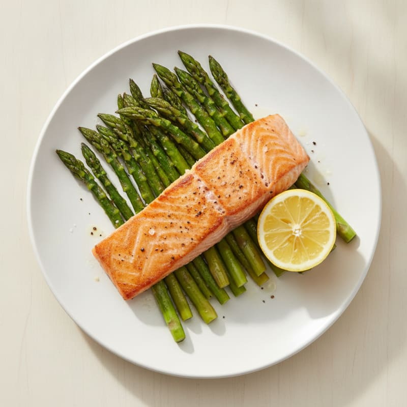 Pan-Seared Salmon with Roasted Asparagus