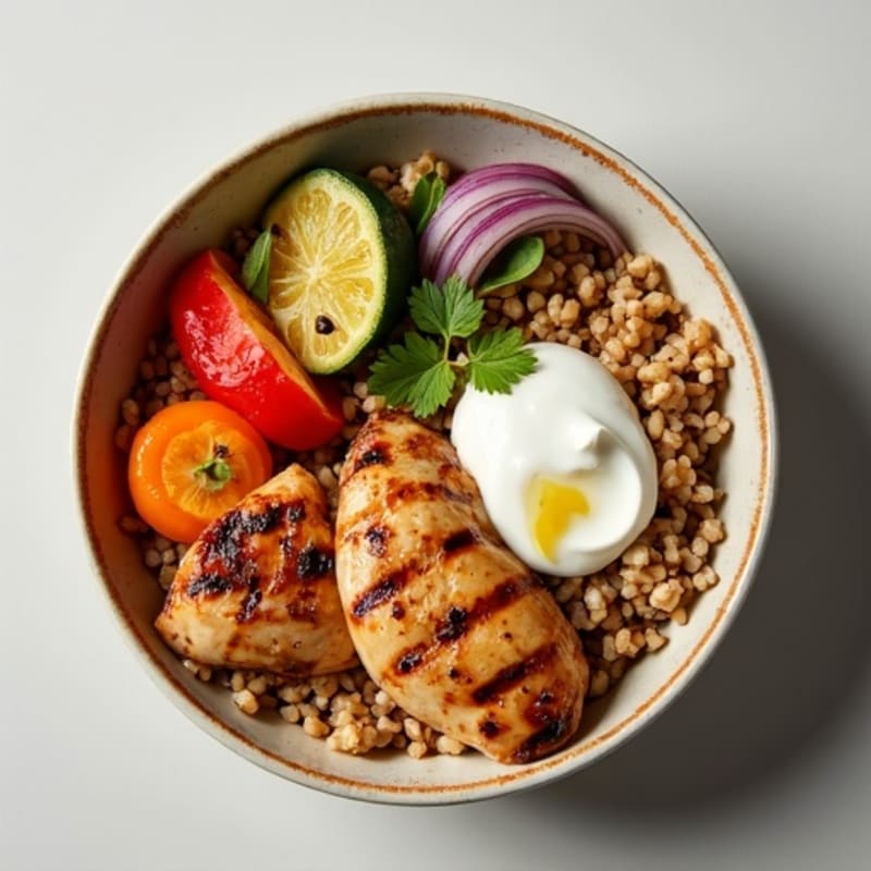 Grilled Just Bare Chicken and Rice Bowl with Roasted Vegetables