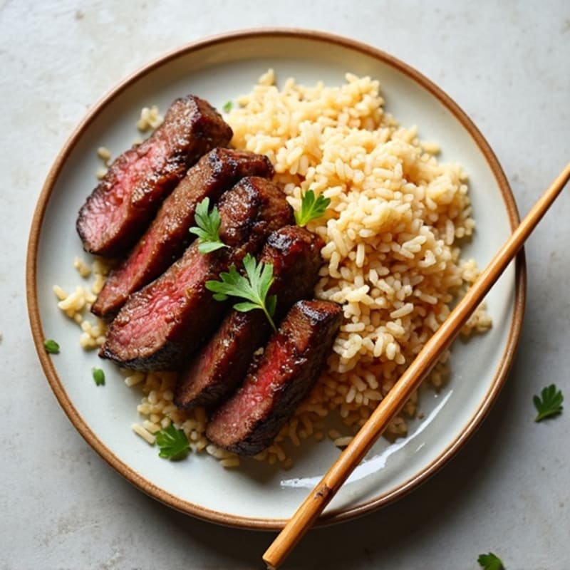 Garlic-Ginger Seared Beef with Jasmine Rice