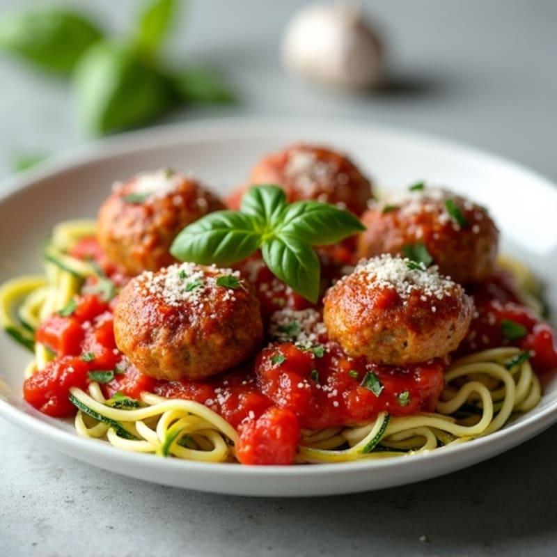 Lean Turkey Meatballs with Zucchini Noodles and Fresh Tomato Sauce