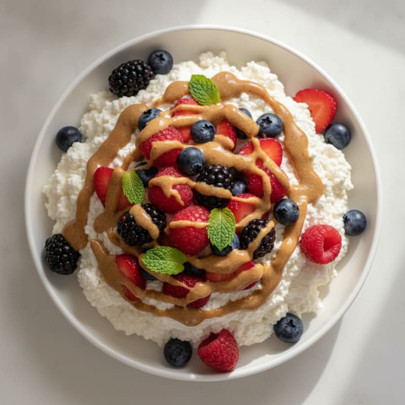 Greek Yogurt Protein Mousse with Mixed Berries