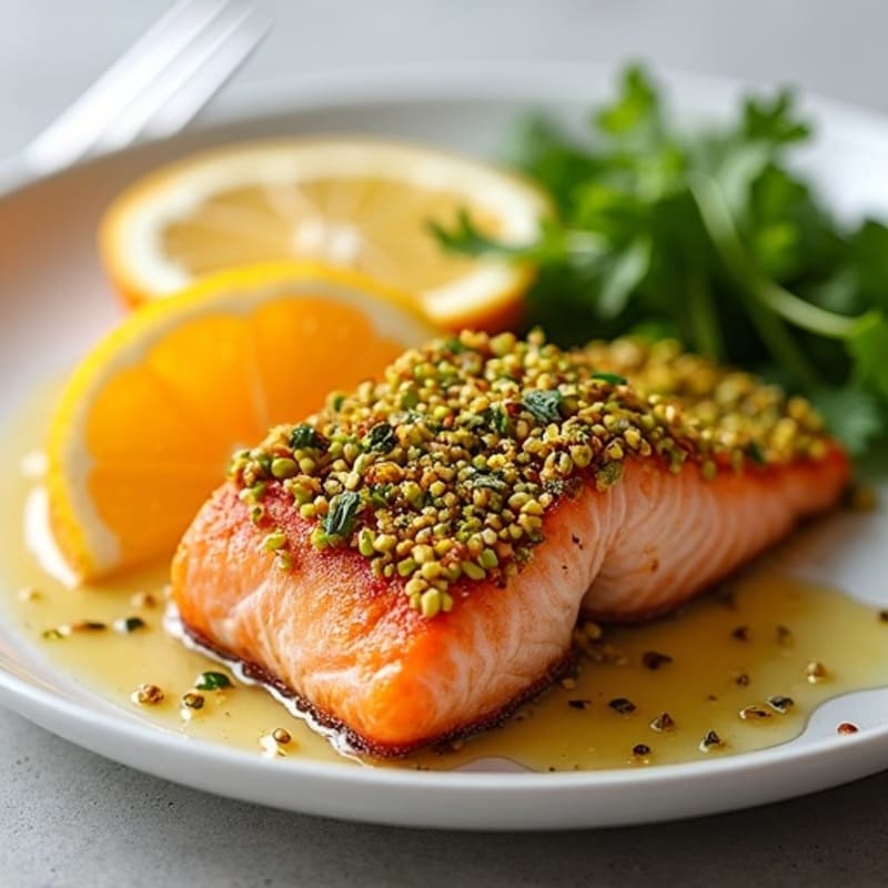 Crispy Pistachio-Crusted Salmon with Citrus-Ginger Glaze