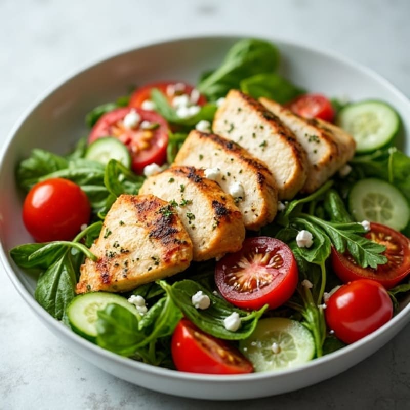Herb-Roasted Chicken Salad with Crisp Vegetables and Creamy Feta