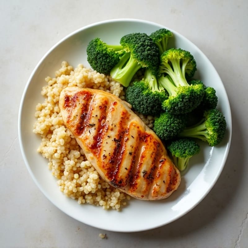 Grilled Chicken Breast with Quinoa and Steamed Broccoli