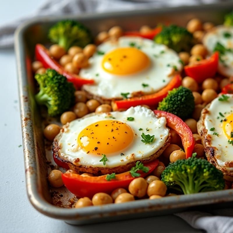 Sheet Pan Roasted Eggs and Mixed Vegetables