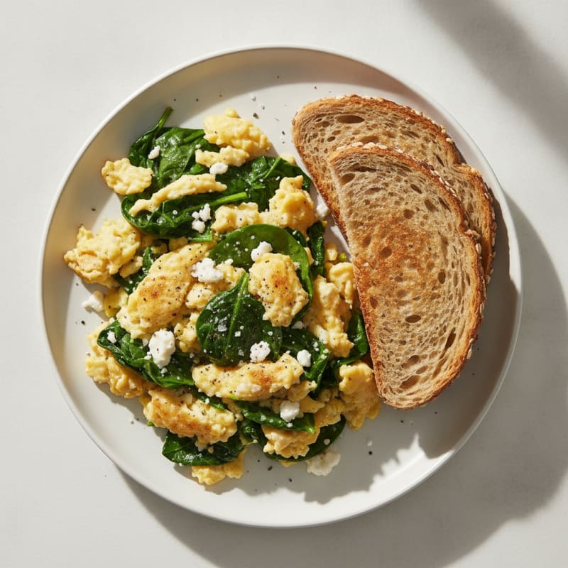 Protein-Packed Spinach and Feta Scramble
