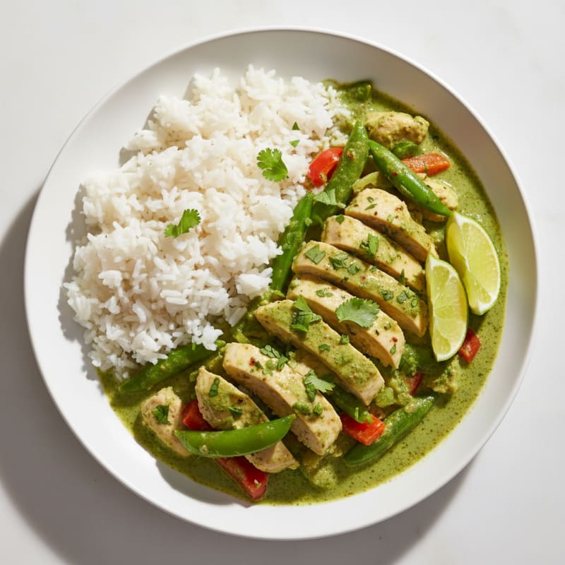 Green Curry Chicken with Coconut Rice