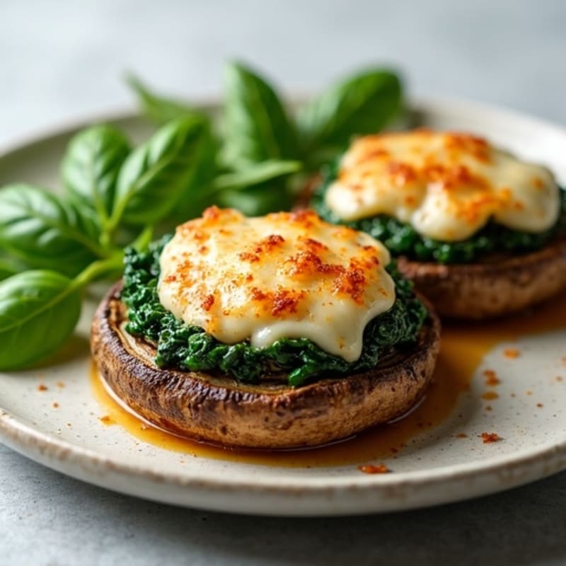 Roasted Portobello Mushrooms Stuffed with Savory Ground Turkey and Spinach