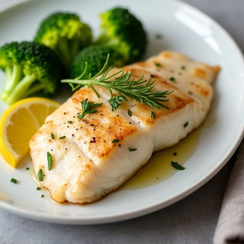 Seared Tilapia with Steamed Broccoli and Lemon