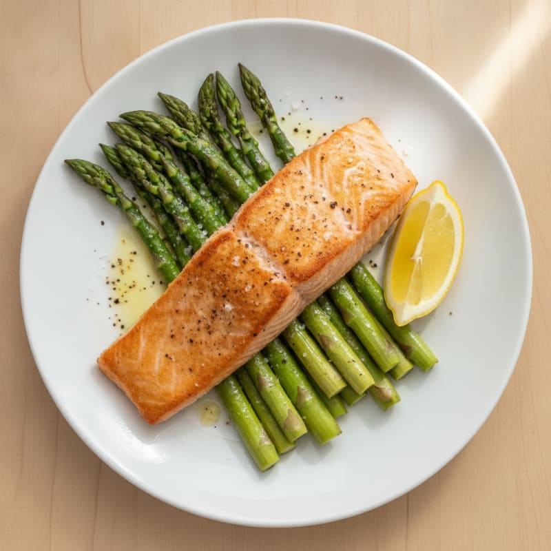 Pan-Seared Salmon with Roasted Asparagus