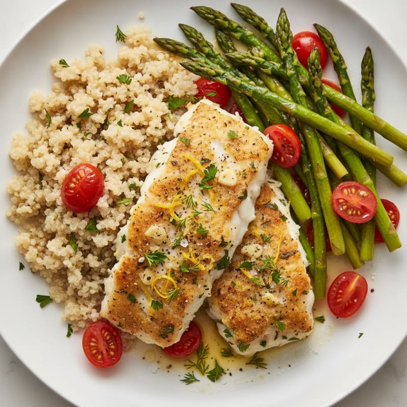 Lemon Herb Baked Cod with Asparagus
