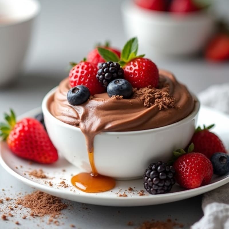Creamy Greek Yogurt with Chocolate Protein and Berries