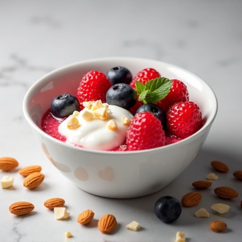 Creamy Greek Yogurt with Fresh Berries and Crunchy Almonds