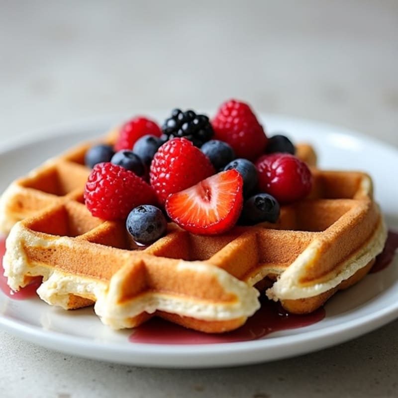 Fluffy Protein Waffles with Fresh Berries